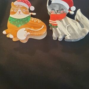 Festive Cat Hair Clips Set Of 2 - Orange and Gray